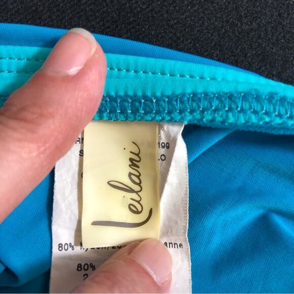 Leilani Bright Blue with Turquoise Trim Bikini Bathing Suit Gold Tone Trim - Picture 13 of 16